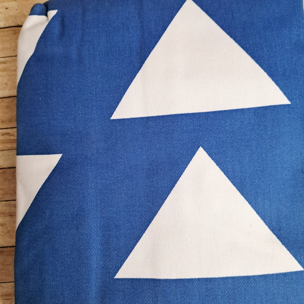Cloud Island 2 Panels Thick Blue & White Triangle Prints Curtains With Back Tab